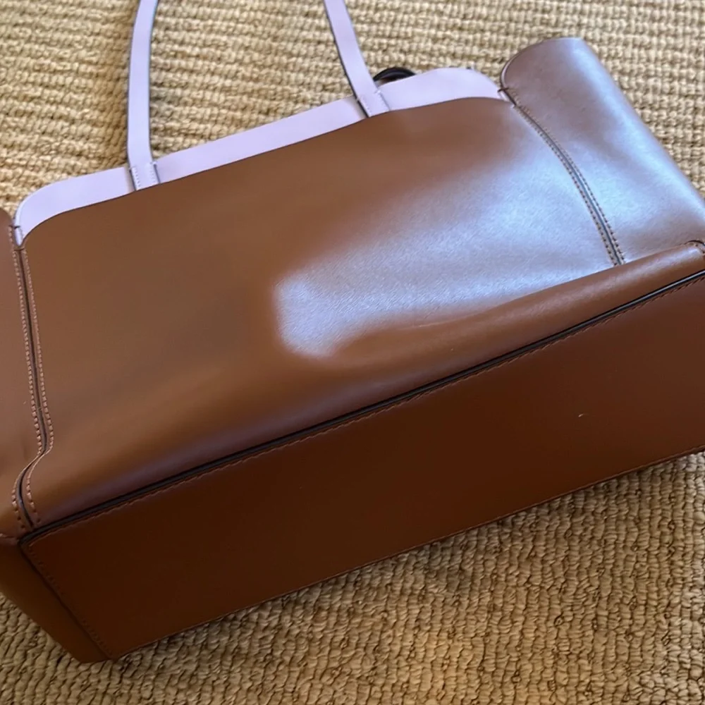 Kate Spade Brown & Light Purple Medium Double Pocket Tote